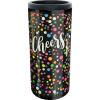Spoontiques – Neoprene Can Cooler – Durable Insulated Neoprene Holder for Cans or Bottles – Metallic Finish with Glitter Accents – Perfect for Parties or Gifts – Big Foot Can Cooler(Cheers  Stainless)