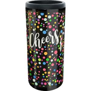 Spoontiques – Neoprene Can Cooler – Durable Insulated Neoprene Holder for Cans or Bottles – Metallic Finish with Glitter Accents – Perfect for Parties or Gifts – Big Foot Can Cooler(Cheers  Stainless)
