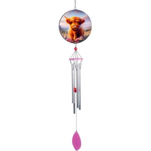 Spoontiques Highland Cow Suncatcher Wind Chime – Outdoor Garden Décor – Decorative Chimes for Yard, Garden, Backyard and Patio Decoration