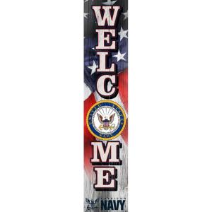 Spoontiques Navy Porch Sign – Decorative Home Décor Wooden Signs – Rustic Outdoor Decoration – Durable and Weatherproof – Entryway Decoration – 8″ x 40″