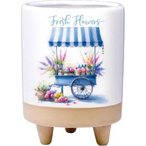 Spoontiques Sea Turtle Planter – Hand Painted Ceramic Plant Pot for Indoor and Outdoor Use – Home and Garden Décor(Flower Cart)
