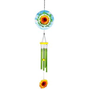 Spoontiques Sunflower Wind Spinner Chime – Outdoor Garden Décor – Decorative Chimes for Yard, Garden, Backyard and Patio Decoration