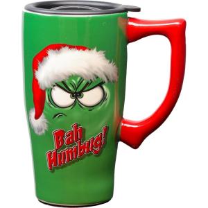 Spoontiques – Ceramic Travel Mugs – Bah Humbug Cup – Hot or Cold Beverages – Gift for Coffee Lovers(Bah Humbug)