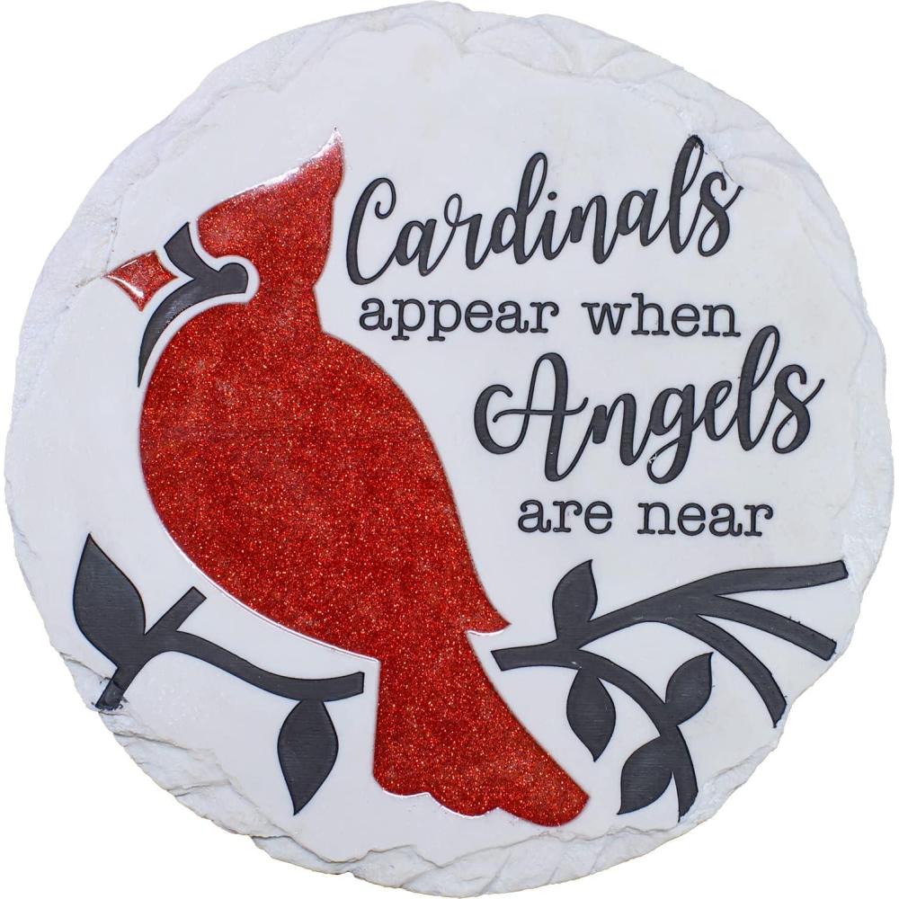 image:imageSpoontiques Cardinal Glitter Stepping Stone Decorative Garden Stone for Yard Patio Garden or Walkway Outdoor or Indoor Home DecorCardinal Glitter