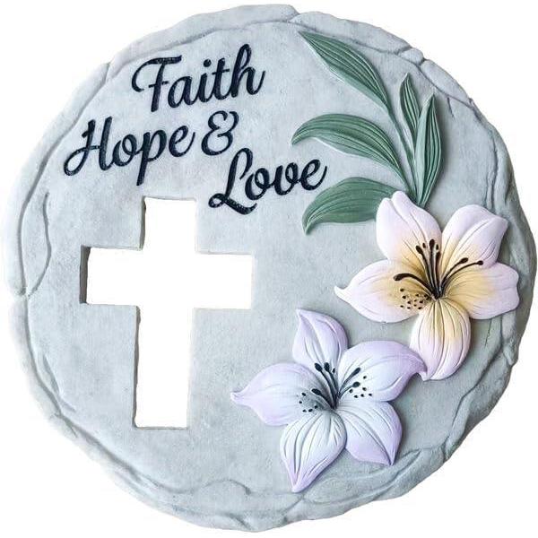 image:imageSpoontiques Garden Dcor Faith Hope Love Step Stone Decorative Stone for Garden