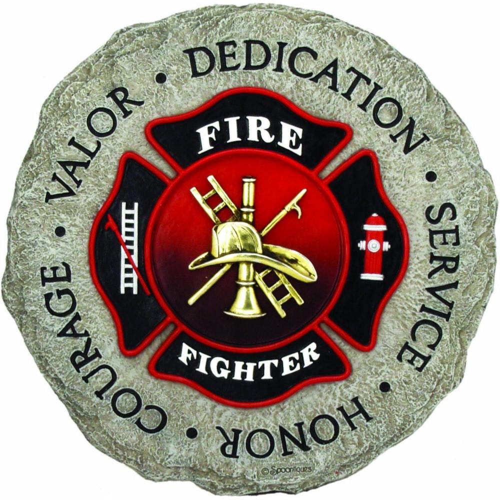 image:imageSpoontiques Firefighter Stepping Stone  Garden Dcor  Decorative Stone for Patio Home Lawn and Yard