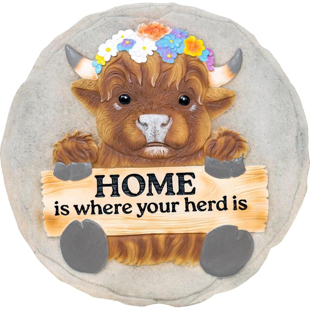 image:imageSpoontiques Highland Cow Stepping Stone  Garden Dcor  Decorative Stone for Patio Home Lawn and Yard