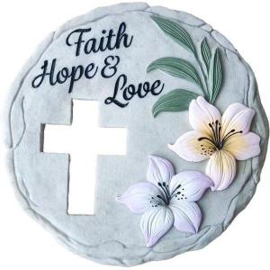 Spoontiques – Garden Décor – Faith Hope Love Step Stone – Decorative Stone for Garden