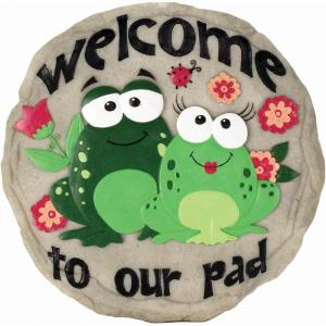 Spoontiques – Garden Décor – Welcome to Our Pad Stepping Stone – Decorative Stone for Garden