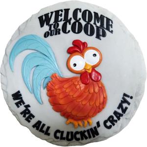 Spoontiques Welcome to Our Coop Stepping Stone – Garden Décor – Decorative Stone for Patio Home Lawn and Yard