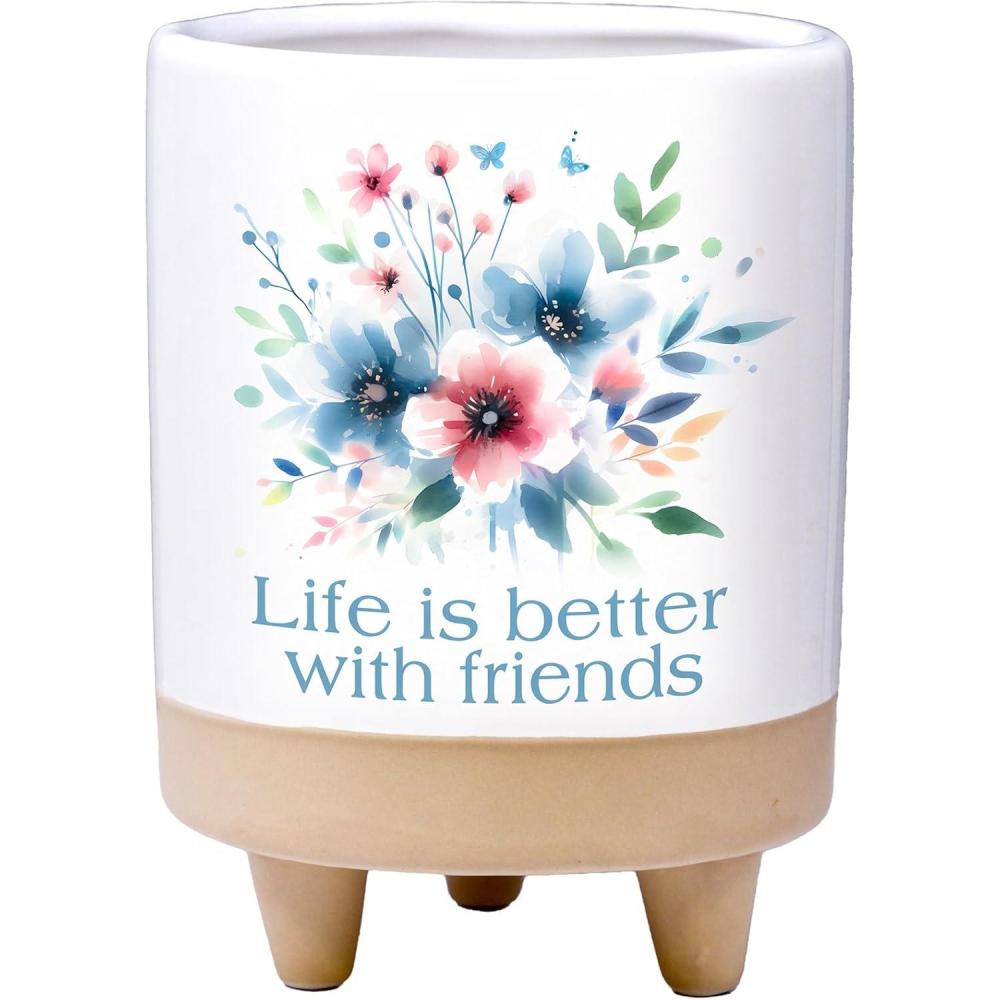 image:imageSpoontiques Better with Friends Planter  Hand Painted Resin Plant Pot for Indoor and Outdoor Use  Home and Garden Dcor