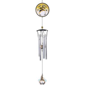 Spoontiques Bee Gnome Wind Chime – Outdoor Garden Décor – Decorative Chimes for Yard, Garden, Backyard and Patio Decoration