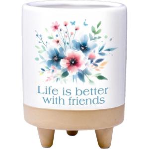 Spoontiques Better with Friends Planter – Hand Painted Resin Plant Pot for Indoor and Outdoor Use – Home and Garden Décor