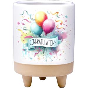 Spoontiques Congratulations Planter – Hand Painted Resin Plant Pot for Indoor and Outdoor Use – Home and Garden Décor