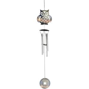 Spoontiques Owl Metal Wind Chime – Outdoor Garden Décor – Decorative Chimes for Yard, Garden, Backyard and Patio Decoration