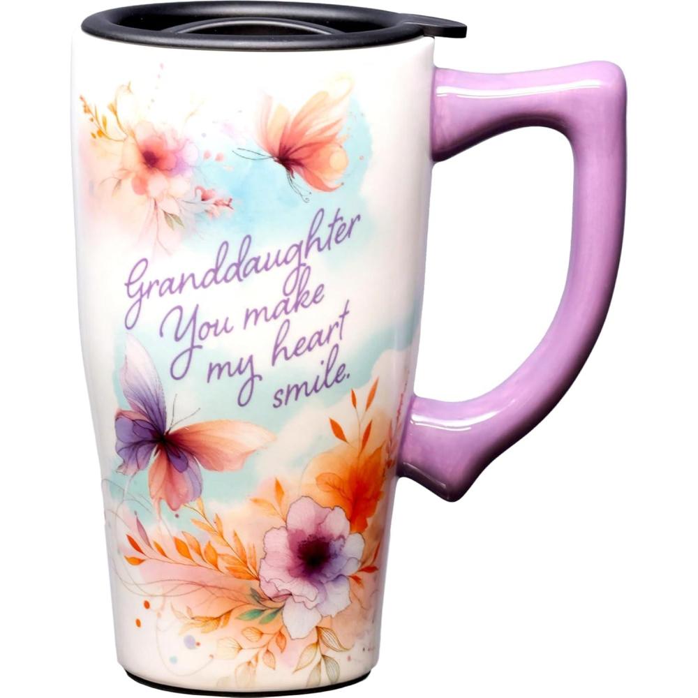 image:imageSpoontiques Snoopy Free Hugs Ceramic Travel Coffee Mug with Lid and Handle  Peanuts Double Walled Mug for Hot and Cold Beverages  Microwave and Dishwasher Safe Spill Proof LidGranddaughter