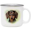 Spoontiques Dachshund Ceramic Camper Mugs – 14 Ounce Beverage Capacity – Microwave and Dishwasher Safe – 3 5/8” Tall