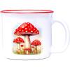 Spoontiques Mushroom Ceramic Camper Mugs – 14 Ounce Beverage Capacity – Microwave and Dishwasher Safe – 3 5/8” Tall