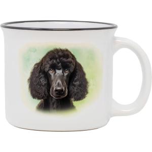 Spoontiques Poodle Ceramic Camper Mugs – 14 Ounce Beverage Capacity – Microwave and Dishwasher Safe – 3 5/8” Tall