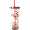 Spoontiques – 21337 Wonder Woman Logo Glitter Cup w/Straw, One Size, Red & Gold, 20 ounces