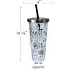 Spoontiques – Glitter Filled Acrylic Tumbler – Glitter Cup with Straw – 20 oz - Stainless Steel Locking Lid with Straw – Double Wall Insulated – BPA Free – Scatter Kindness