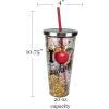 Spoontiques 21313 Teacher Glitter Cup with Straw, Gold, 20 ounces