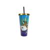 Spoontiques – Acrylic Foil Cup with Straw – 20 – Metallic Locking Lid with Straw – Double Wall Insulated – BPA Free – Bee Gnome Foil Cup, 20 Oz (21655)