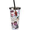 Spoontiques – Glitter Filled Acrylic Tumbler – Glitter Cup with Straw – 20 oz - Stainless Steel Locking Lid with Straw – Double Wall Insulated – BPA Free – Dog Sticker Art