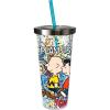 Spoontiques – Glitter Filled Acrylic Tumbler – Glitter Cup with Straw – 20 oz - Stainless Steel Locking Lid with Straw – Double Wall Insulated – BPA Free – Peanuts Drinking Cup