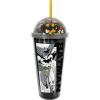 Spoontiques Batman Dome Top Acrylic Tumbler, 20oz – Glitter-Filled Dome Top with Enclosed Figurine & Coordinating Reusable Straw – 10″ Tall Double Wall Insulated Travel Cup