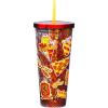 Spoontiques Large Harry Potter Glitter Cup Tumbler with Stainless Steel Lid and Straw – 32 oz – Acrylic – Gryffindor