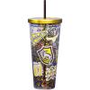 Spoontiques Large Harry Potter Glitter Cup Tumbler with Stainless Steel Lid and Straw – 32 oz – Acrylic – Hufflepuff