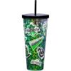 Spoontiques Large Harry Potter Glitter Cup Tumbler with Stainless Steel Lid and Straw – 32 oz – Acrylic – Slytherin