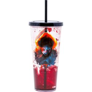 Spoontiques IT Horror Tumbler, 32oz – Liquid Filled Acrylic Cup with Straw – Locking Lid with Straw, Double Wall Insulated, BPA Free(IT Horror)