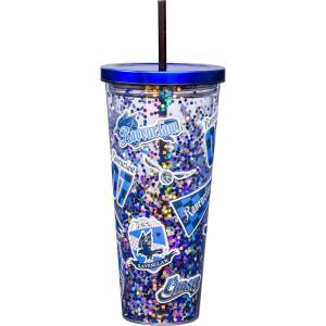 Spoontiques Large Harry Potter Glitter Cup Tumbler with Stainless Steel Lid and Straw – 32 oz – Acrylic – Ravenclaw
