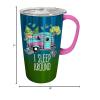 Spoontiques – Stainless Steel Travel Mug with Handle – 18 oz Capacity – Double Wall Stainless Steel with Sliding Lock Travel Lid – 6” Tall – I Sleep Around Stainless Travel Mug