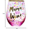 Spoontiques Mama Needs Wine Acrylic Wine Tumbler – Acrylic Stemless Wine Glass – 16oz – 5 5/8” Tall – White, Red, Rose, Champagne