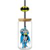 Spoontiques Batman Glass w/Lid and Straw Charm, 20oz – 6.75” Tall Decorative Glass, Straw Included, Ideal for Hot & Cold Beverages