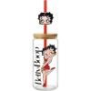 Spoontiques Betty Boop Glass w/Lid and Straw Charm, 20oz – 6.75” Tall Decorative Glass, Straw Included, Ideal for Hot & Cold Beverages