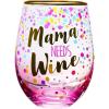 Spoontiques Mama Needs Wine Acrylic Wine Tumbler – Acrylic Stemless Wine Glass – 16oz – 5 5/8” Tall – White, Red, Rose, Champagne