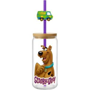 Spoontiques Scooby Doo Glass w/Lid and Straw Charm, 20oz – 6.75” Tall Decorative Glass, Straw Included, Ideal for Hot & Cold Beverages