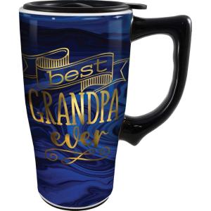 Spoontiques – Ceramic Travel Mugs – Best Grandpa Ever Cup – Hot or Cold Beverages – Gift for Coffee Lovers