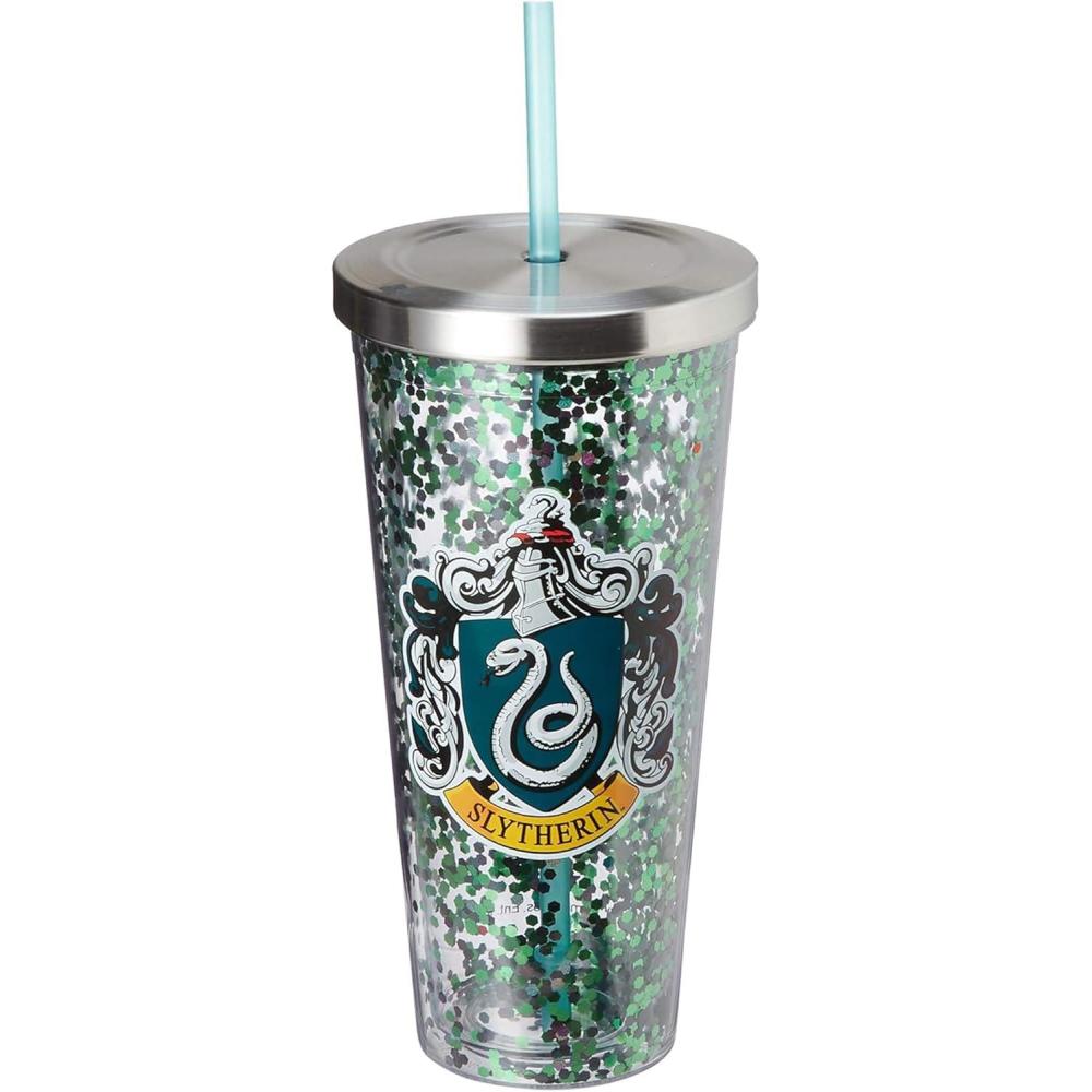 image:imageSpoontiques Harry Potter Tumbler Slytherin Glitter Cup with Straw 20 oz Acrylic Green