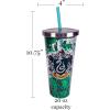 Spoontiques – Harry Potter Tumbler – Slytherin Glitter Cup with Straw – 20 oz – Acrylic – Green