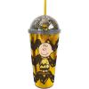 Spoontiques Charlie Brown Dome Top Tumbler, 20oz – Glitter-Filled Dome Top with Enclosed Figurine & Coordinating Reusable Straw – 10″ Tall Double Wall Insulated Travel Cup