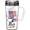 Spoontiques Snoopy Americana 14oz Insulated Travel Mug – Stainless Steel Drink Cup with Travel Lid and Sliding Lock – 7″ Tall – Holds Hot and Cold Beverages