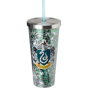 Spoontiques – Harry Potter Tumbler – Slytherin Glitter Cup with Straw – 20 oz – Acrylic – Green