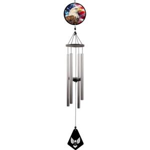 Spoontiques Americana Eagle Wind Chime – Outdoor Garden Décor – Decorative Chimes for Yard, Garden, Backyard and Patio Decoration