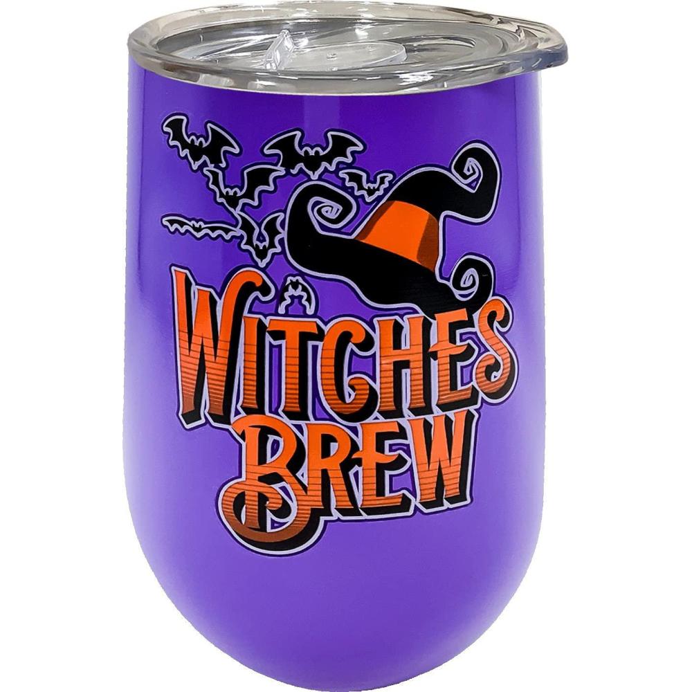 image:imageSpoontiques Witches Stainless Insulated Wine Tumbler with Lid Double Wall Stainless Steel Stemless Wine Glass 16oz