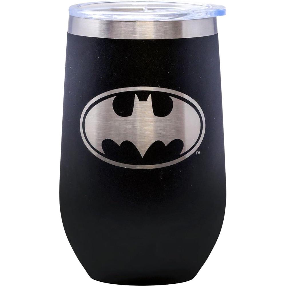 image:imageSpoontiques Batman Etched Stainless Steel Tumbler  Insulated Tumbler with Lid  Double Wall Stainless Steel Stemless Glass  16oz  5 58 Tall